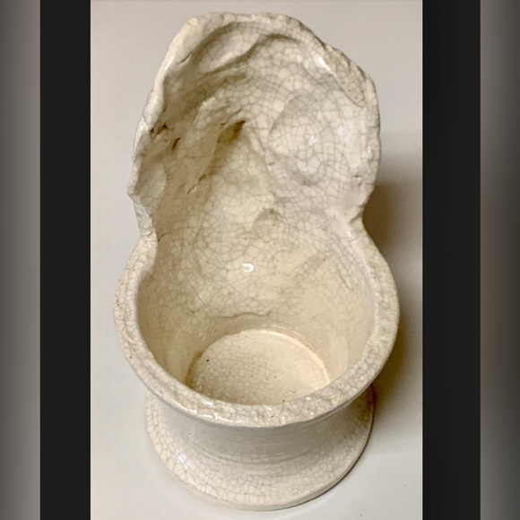 Vintage Glazed Pottery Greco Roman Androgynous Face Archaic Smile Planter Vase - Picture 9 of 11